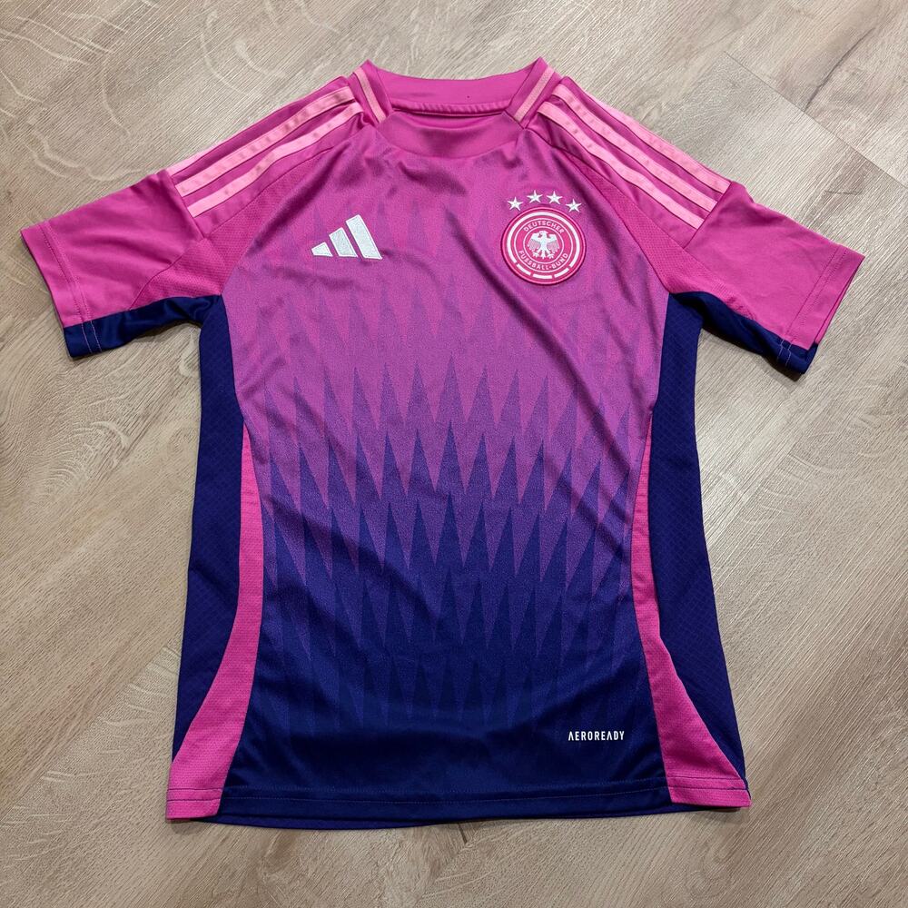 Adidas Germany Euro 2024-2025 Away Soccer Jersey Kit Pink Youth Boys Small 9-10Y